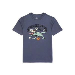 Boys’ Dinosaur T-Rex Halloween Graphic Tee with Short Sleeves, Size L (10-12) - Picture 1 of 3