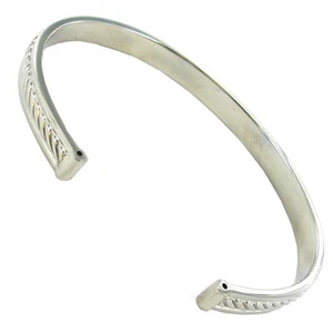 Rochet Roma Polished Stainless Steel Elegant Rope Design Thin Cuff Bracelet - Picture 1 of 2