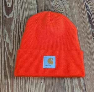 Cappello berretto Carhartt A18 uomo taglia unica arancione brillante con polsini in maglia logo - Foto 1 di 8