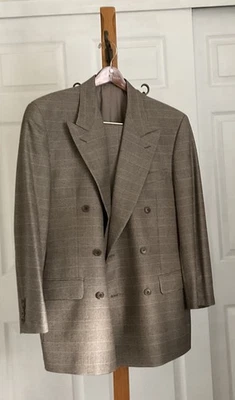 Vintage Men’s Size 40R Valentino Doublebreasted Green Plaid Suit Jacket & Pants - Image 1 of 4