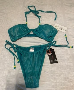 No Boundaries Turquoise Sting Bikini Women’s Jrs Size Large NWT Shiny - Picture 1 of 7