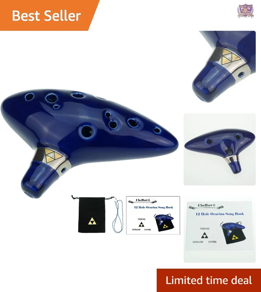 12 Hole Ceramic Ocarina C Key with Bag Songbook & Strap Musical Instrument - Image 1 of 4