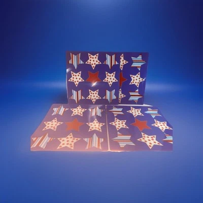 4 Vinyl Placements Patriotic Fourth Of July Memorial Day ~ Red White Blue 15x15” - Image 1 of 4