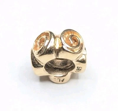 Pandora Retirado 14K Oro Amarillo Sólido Grandes Rosas Flor Espaciador Cuentas Dije 750120 Foto 1 de 4