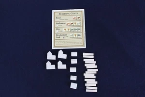 Settlers of Catan Replacement Complete White Cities Settlements Roads & Card - Picture 1 of 5