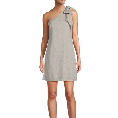 Antonio Melani Charli Striped Mini Dress Women 12 Linen One Shoulder Bow Party - Image 1 of 4