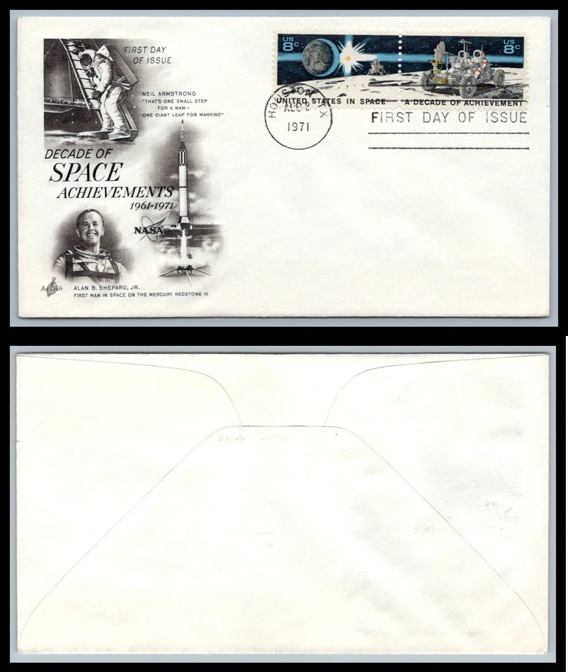 US FDC # 1434-1435 8c Space Achievments  Housto ArtCraft   1971, 9p8122 - Image 1 of 1
