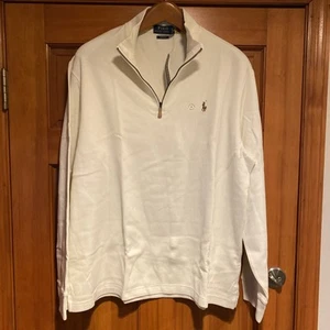 Polo RALPH LAUREN Quarter Zip Double Knit Pullover Oatmeal Size XL NWT - Picture 1 of 6