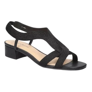 Sandalias Easy Street negras tejidas con tacón ancho, extra anchas cómodas talla 10 - Imagen 1 de 9