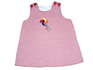 Girls vtg JACOB'S LADDER red white seersucker dress 6 NWT pinwheel applique 90s - Picture 1 of 4