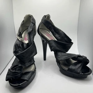 Torrid Faux Leather Black Peep Toes Heels Womens 7 - Picture 1 of 10