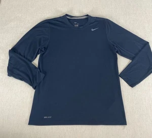Nike Athletic T-Shirt Uomo Medium Nero Dri-Fit Girocollo Manica Lunga Pullover - Foto 1 di 12