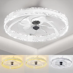 20" Low Profile Ceiling Fan with Lights Remote 6 Speeds Dimmable LED - Picture 1 of 8