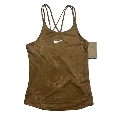 Nike Dri-FIT One Luxe Slim Fit Brown Strappy Tank Womens Sz Small DV9682-258 NEW - Image 1 of 4