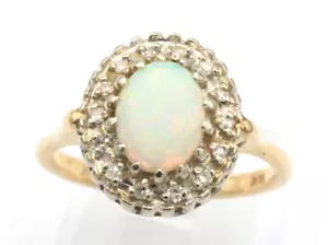 Opal & Diamantring Vintage Estate 14k Gelbgold - Bild 1 von 6