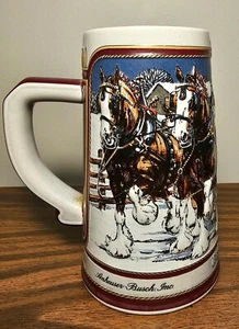 Budweiser Holiday Beer Stein - 1989 - The Clydesdales - Picture 1 of 4
