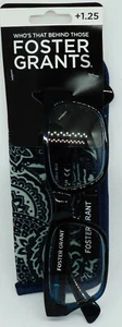 FOSTER GRANT Premium Reading Glasses & Design Case MIRA BLU Plastic Frames +1.25 - Picture 1 of 4