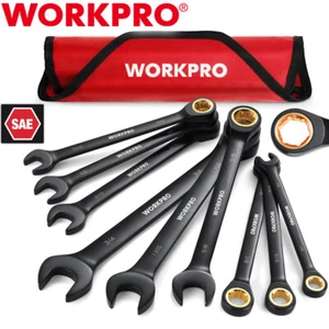 WORKPRO 9PCS Anti-Slip Ratcheting Combination Wrench Sets SAE 1/4"-3/4" 72-Teeth - Picture 1 of 10