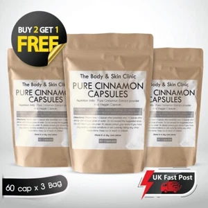 Cinnamon 2000mg Caps Blood Sugar Digestion Antioxidant Ceylon Cinnamon Vegan x 3 - Picture 1 of 8