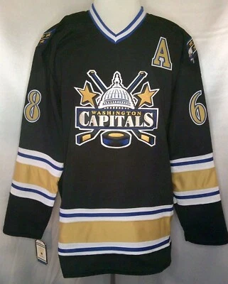 Jaromir Jagr 华盛顿首都黑色 1997 - 2007 年复古 CCM NHL 球衣 — 第 1/2 张图片