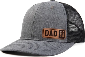 Dad Est 2023 2024 2025 Hat for Men Customization Leather Patch Trucker Hat - Picture 1 of 12