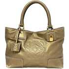 LOEWE Handbag Gold Anagram 311.54.028 Leather GP Tote Bag Key Stitch Embroidery