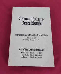 Stammfolgen Verzeichnisse Genealogisches Handbuch des Adels Bände 1-60. - Bild 1 von 1