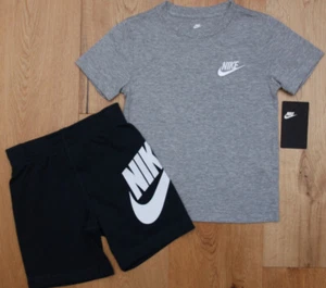 Nike Boy 2 Piece T-Shirt & Shorts Set ~ Gray, Midnight Blue & White ~ - Picture 1 of 3