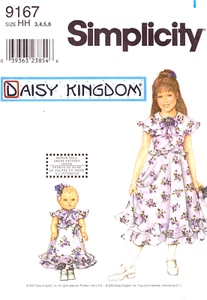 Simplicity 9167 Daisy Kingdom-Child/Girl Dress, Slip/Doll Clothes 18" Doll   3-6 - Picture 1 of 5