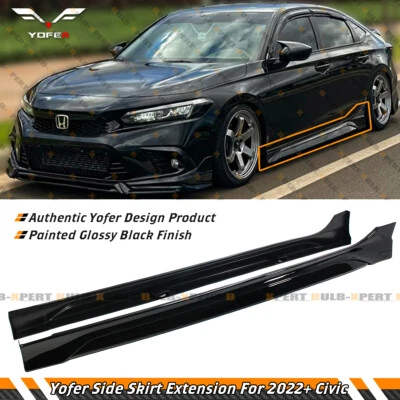 For 2022-26 Honda Civic Sedan & Hatchback Yofer Gloss Black Side Skirt Extension - Image 1 of 4
