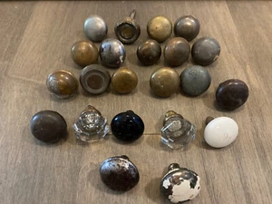 Lot of 18 Vintage Steel Door Knob Brass door knobs & Spindles Crafts Hobby - Picture 1 of 2