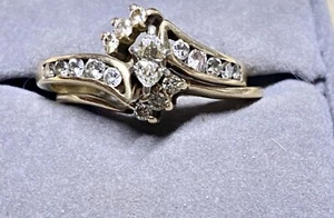 VTG ODI 14k Solid Yellow Gold Diamond Engagement Ring W Interlocking Band 6.79 G - Picture 1 of 24