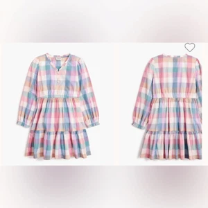 J. Crew Girls Plaid Button Front Tiered Pastel Spring Easter Dress Size 14 - Picture 1 of 9