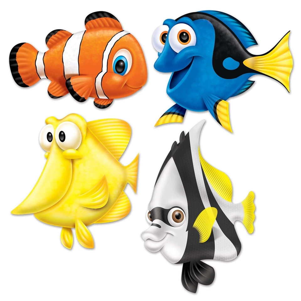 4 Decorações de Festa Under The Sea Ocean Beistle PEIXES TROPICAIS Nemo Dory CORTES - Imagem 1 de 1