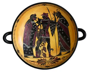 Dionysus God of wine and Hermes the messenger of Gods Black Figure small Kylix - Picture 1 of 3