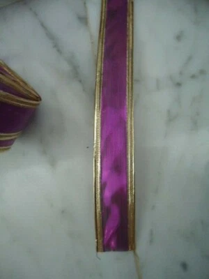 Purple See Through Ribbon With Gold Wired Edge ¾” W X 16.47 Yds - Image 1 of 4