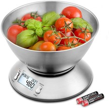 Uten Bilancia da Cucina Digitale Elettronica 5kg con Ciotola in Argento