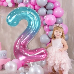 40 Zoll Meerjungfrau Stil riesige Zahl Folie Ballons Mädchen Geburtstag Luft & Helium Dekor - Bild 1 von 11