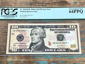 $10 2004A 2039-B* New York FRN PCGS 64PPQ - 1st RUN LOW PRINT 640K STAR 1 of 2 - Picture 1 of 2