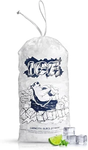 Ice Bags 5Lb with Drawstring,50 Pack Plastic Ice Bags for Ice Storage - Picture 1 of 12