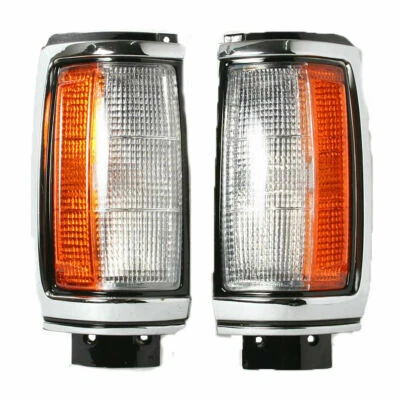 Par de luces de esquina delanteras cromadas negras para Mitsubishi Dodge Ram 50 Triton L200 87-96 Foto 1 de 2