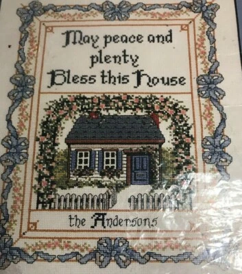 Bucilla House Blessing bless personalized with last name CROSS STITCH PATTERN - Image 1 of 4