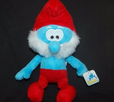 He Smurfs Papa Smurf Nanco NWT 12" Plush Stuffed  Animal Lovey Toy Gift Red Blue - Image 1 of 4