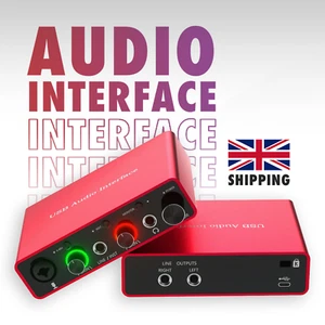 Pro Audio Interface Sound Card with Phantom Power for Guitar Recording - Picture 1 of 5