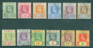 SG 45-56 Gambia 1902-05. 1⁄2d a 3/- juego de 12. CAT £375 usado muy bien - Imagen 1 de 1