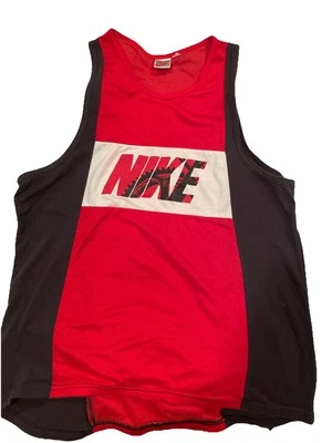 Vtg 80s 90s Nike Spell Out Logo Red Cycling Jersey X-Large  USA Gray tag - Image 1 of 4