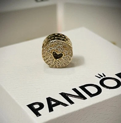 Authentic Pandora 14k Gold "Heart Of Luxury” Charm/Bead Clip 757557CZ RARE-NEW - Image 1 of 4