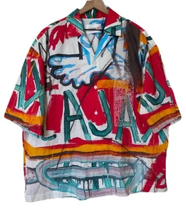 H & M x Basquiat x Ev&Tela - Loose Fit Cotton Resort Shirt Size Large - Picture 1 of 9