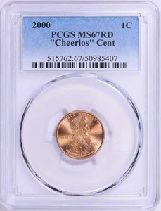 2000 Lincoln Cent Cheerios PCGS MS67 RED - Picture 1 of 2