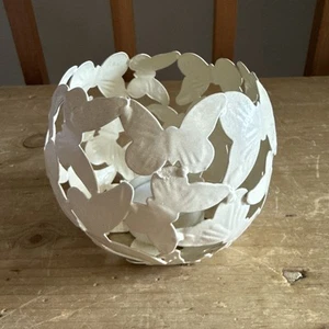 Teelicht-/Kerzenhalter aus Metall in Schmetterlingsform, beige, wunderschön, Geschenk - Bild 1 von 4
